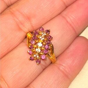 Elegant Gold and Pink Gemstone Ring